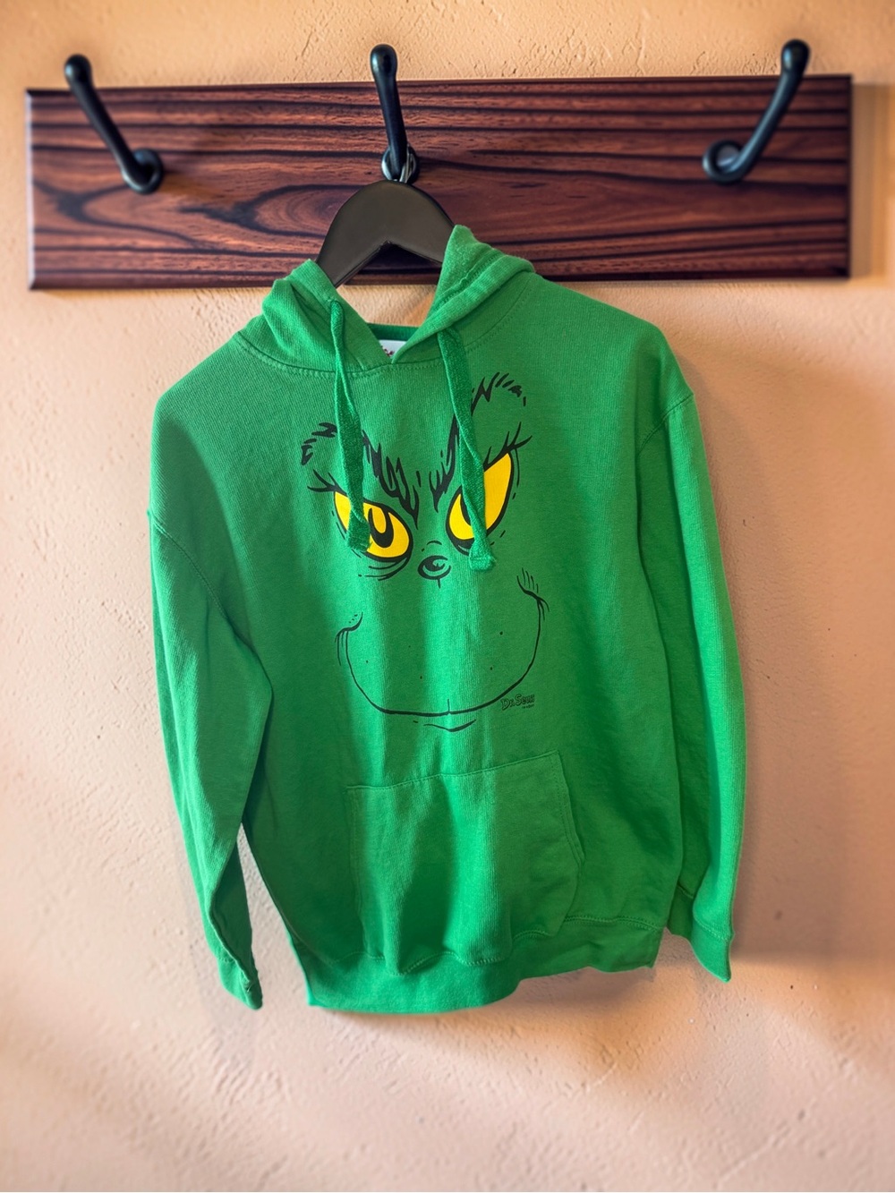 & Other Stories Green Graphic Hooded Sweatshirt with Yellow Eye Detail